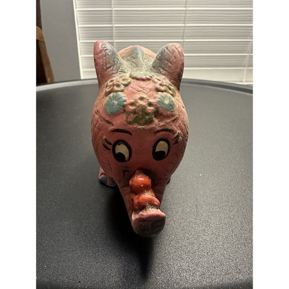 Pink Elephant VINTAGE Coin Piggy Bank Toy - Picture 3 of 6